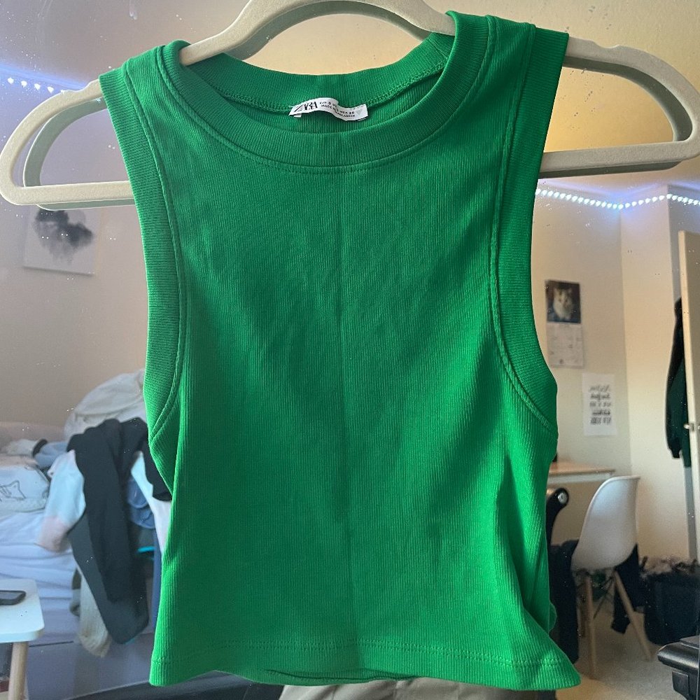 Green Zara crop top